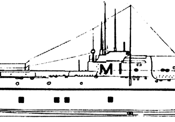Submarine HMS M1 1918 [Submarine] - drawings, dimensions, figures